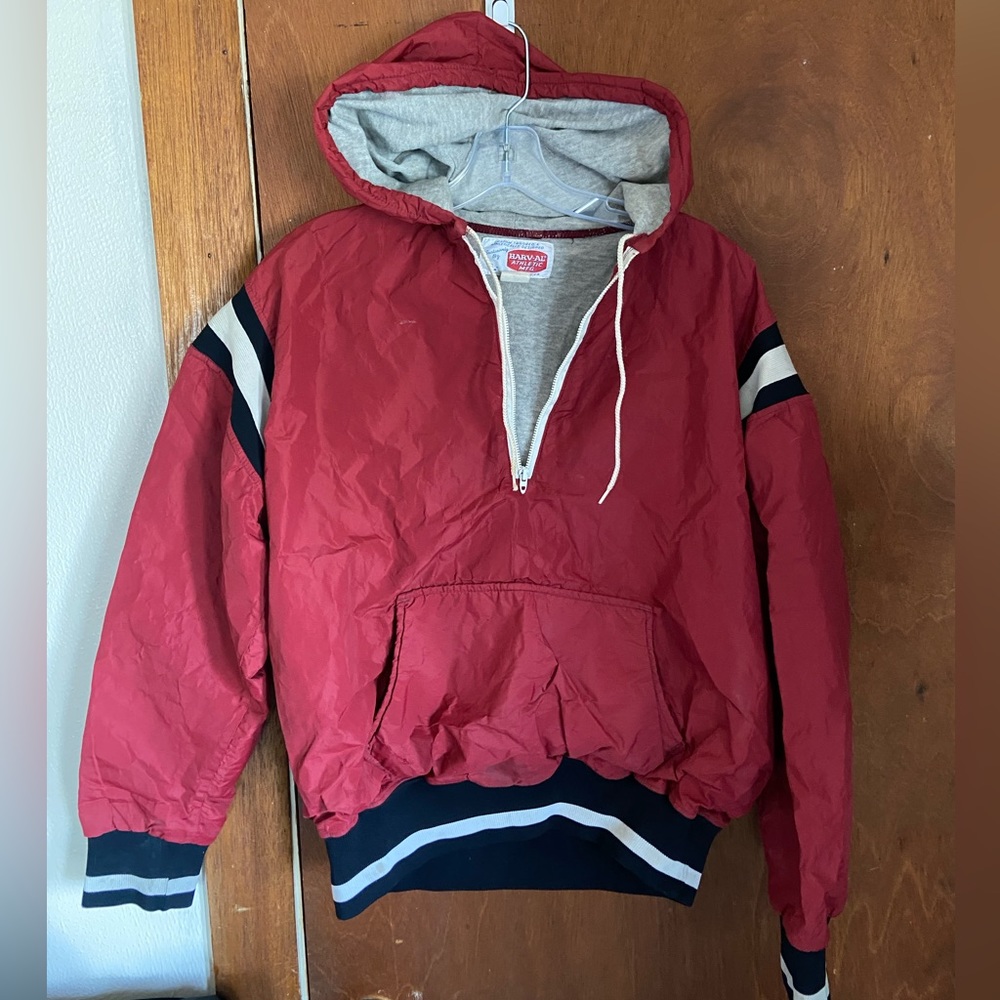 Harv-Al Vintage Harvard Men’s Large  Athletic hooded Rain Jacket Lined